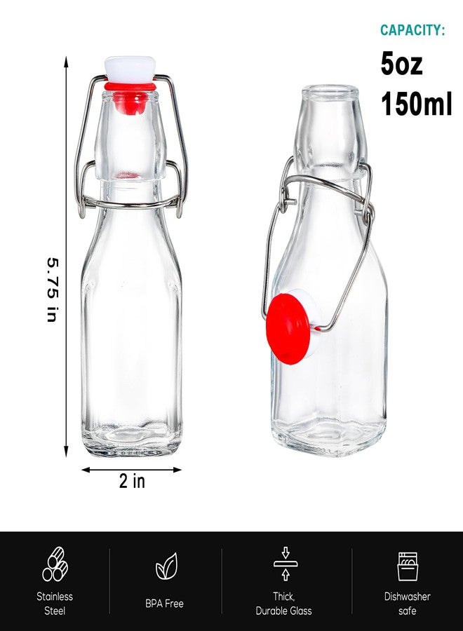 تيبري مجموعة تيبيري المكونة من 15 زجاجة تخمير سعة 5 أونصات بغطاء متأرجح وأغطية سهلة الفتح مانعة للتسرب، زجاجات مربعة الشكل بغطاء قلاب مناسبة لمشروبات الكومبوتشا والكفير ومستخلص الفانيليا والبيرة - Image 2