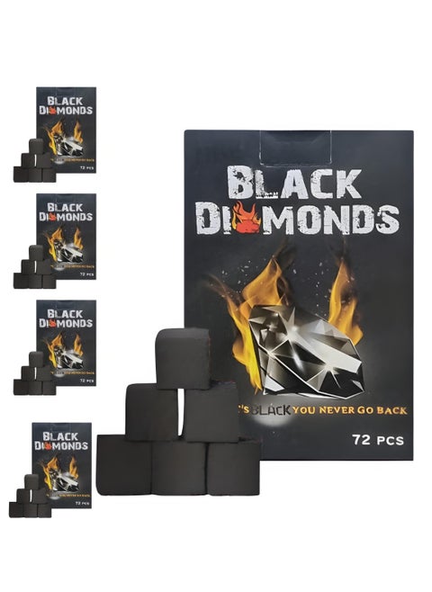 Black Diamonds Coconut Shell Charcoal Cubes 72 PCS 1KG X 5 Boxes Packed In 1 Kg Carton Box With 72 Pcs Long Lasting Premium Quality