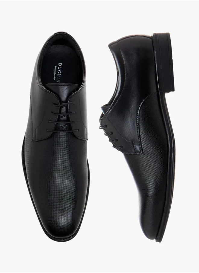 دوتشيني Men's Textured Lace-Up Derby Shoes