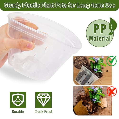 Jollidecor Orchid Pots with Holes and Saucers for Repotting | 4, 5, 5.6, 6 inch Clear Plastic Orchid Pots Flower Plant Pot with Stakes Clips | Breathable Slotted Orchids Planter with Drainage for Root Health - Image 4