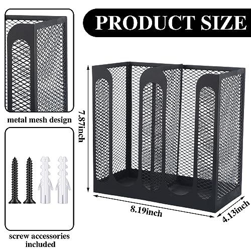 Maxcheck Metal Mesh Cup and Lid Holder Coffee Paper Cup Dispenser Lid Holder Storage Organizer Countertop or Wall Mount for Coffee Bar, Kitchen, Breakroom(2 Compartments) - Image 2