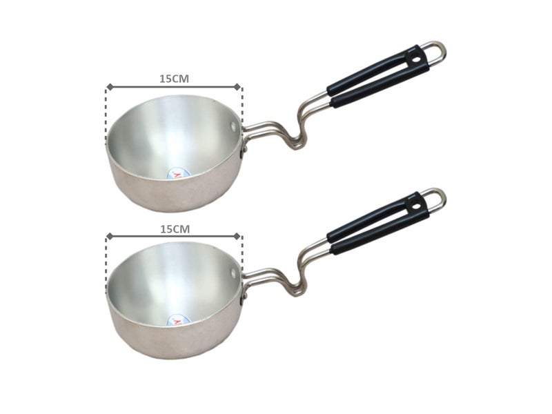 STEPHY Aluminium Tadka Pan with Unbreakable Steel Handle Tadka Pan (15+15 cm) - Image 2
