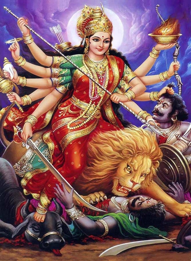 wallpics Goddess Durga | Ambe | Sherawali Maa Waterproof Vinyl Sticker Poster || (12X18 inches) can1705-1 - Image 1