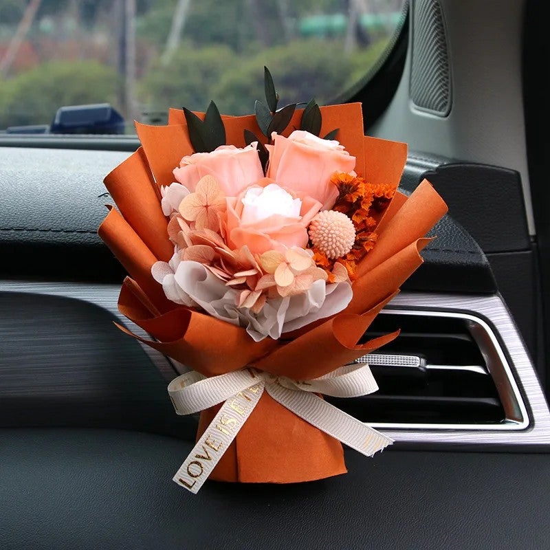Bluejw Handmade Mini Bouquet Car Air Freshener - Dried Flower Vent Clip Perfume - Natural Dried Plants Fragrance Diffuser for Auto - Image 1