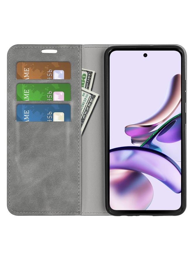 S-TOP Case For Motorola Moto E13 Retro-skin Magnetic Suction Leather Phone Case - Image 4