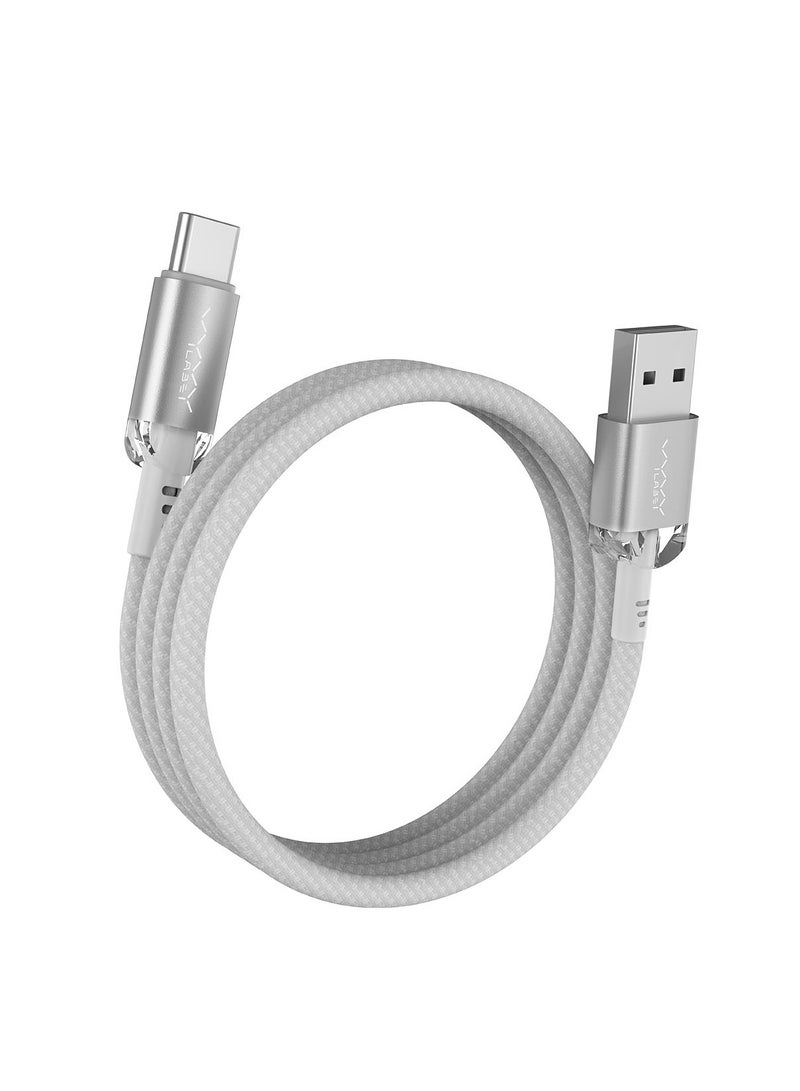 Vyvylabs Crystal Series Fast Charging Data Cable USB to Type-C 3A 1M White - Image 2