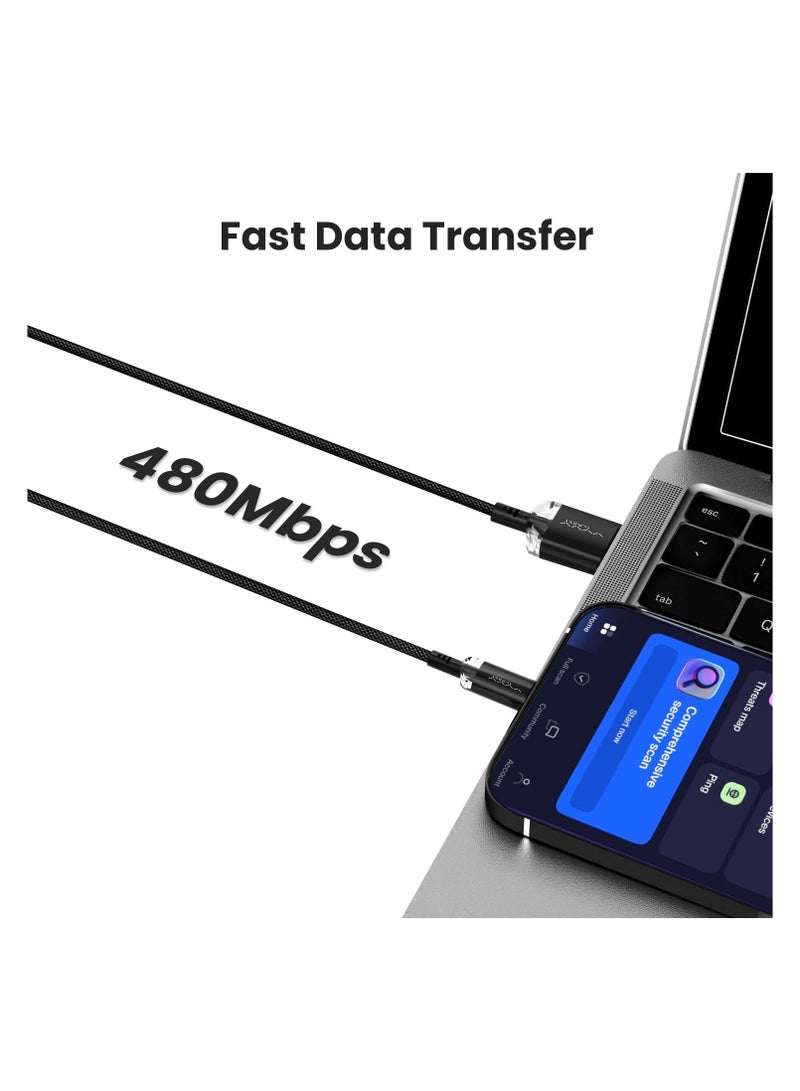 Vyvylabs Crystal Series Fast Charging Data Cable USB to Type-C 3A 1M White - Image 3