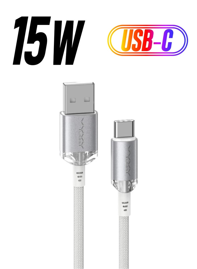 Vyvylabs Crystal Series Fast Charging Data Cable USB to Type-C 3A 1M White - Image 1