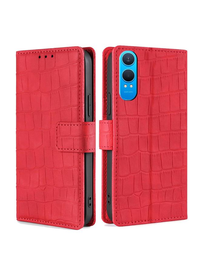 اس-توب جراب لهاتف OnePlus Nord CE 4 Lite 5G مصنوع من الجلد ومشبك مغناطيسي من جلد التمساح - Image 1