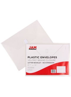 JAM Paper Plastic Envelopes With Hook & Loop Closure - Letter Booklet - 9 3/4 X 13 - Clear - 12/Pack  - Image 3