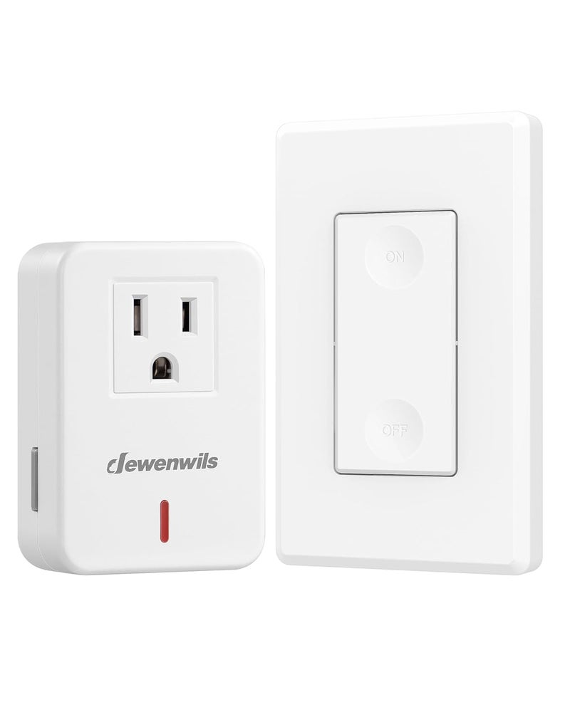 DEWENWILS Remote Control Outlet Wireless Wall Mounted Light Switch, Electrical Plug in On Off Power Switch for Lamp, Christmas Decoration, No Wiring, 100 Feet RF Range, ETL Listed, Programmable - Image 1