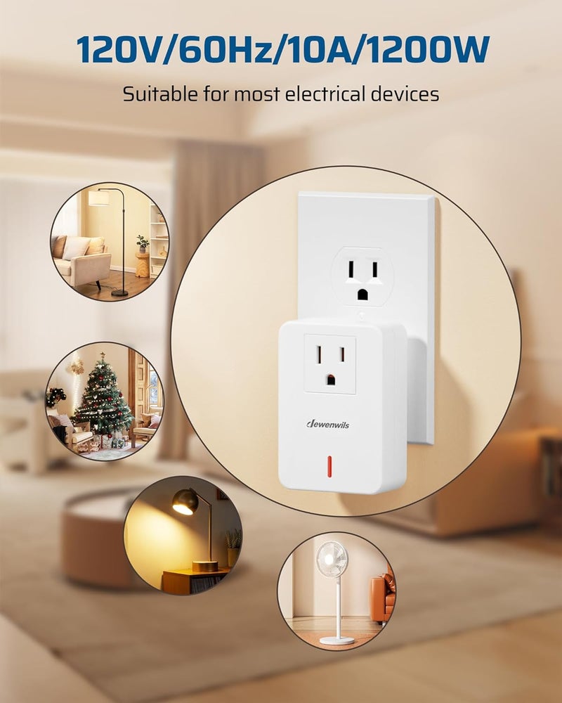 DEWENWILS Remote Control Outlet Wireless Wall Mounted Light Switch, Electrical Plug in On Off Power Switch for Lamp, Christmas Decoration, No Wiring, 100 Feet RF Range, ETL Listed, Programmable - Image 5