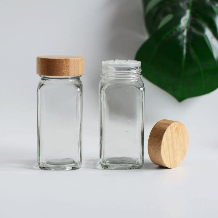 WHISKET 100 Ml | Glass Spice Jars With Lids,Spices & Seasonings Sets Organizer Spice Containers, Airtight Food Canisters [Pack Of 6] (Wooden Lid) - Image 3