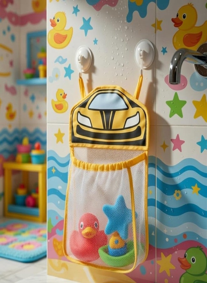 FLXTRACK Race Car Bath Toy Organizer, Mesh Storage Bag for Kids - Image 2