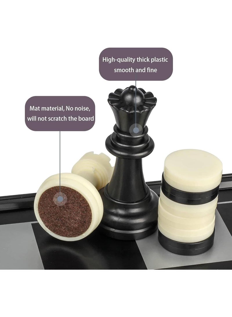 ميتوي 3 في 1 المحمولة للطي مجلس لعبة المغناطيسي السفر الشطرنج لعبة الداما لعبة الطاولة مجموعة للأطفال والكبار - Image 2