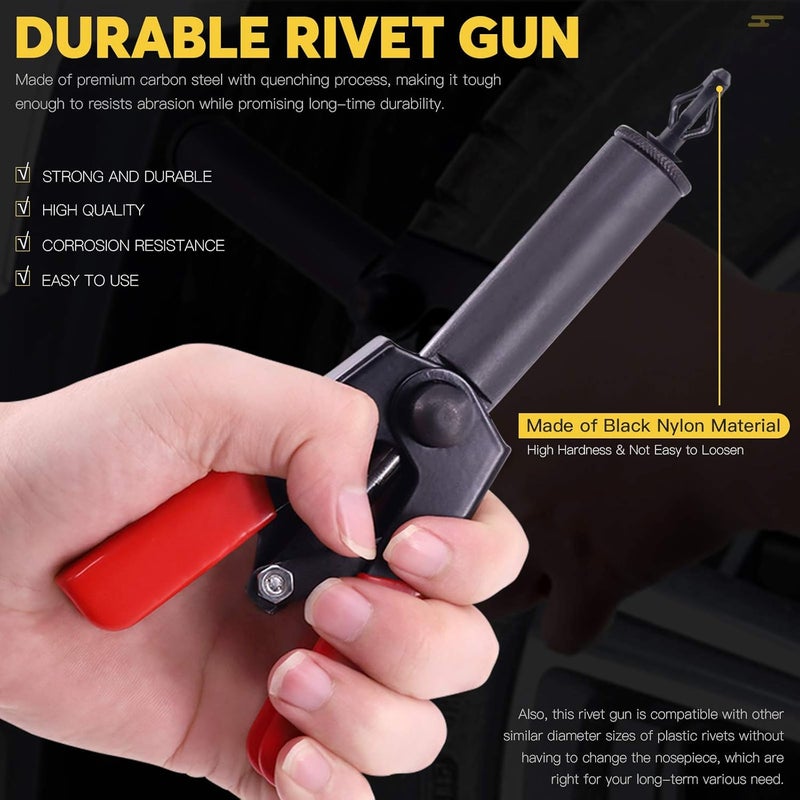 Mardatt 42Pcs Plastic Rivet Gun Set with 40Pcs 4Sizes Nylon Blind Rivets and 1Pcs Fastener Removal Tool, Hand Riveter Suitable for Automotive and More - Image 3