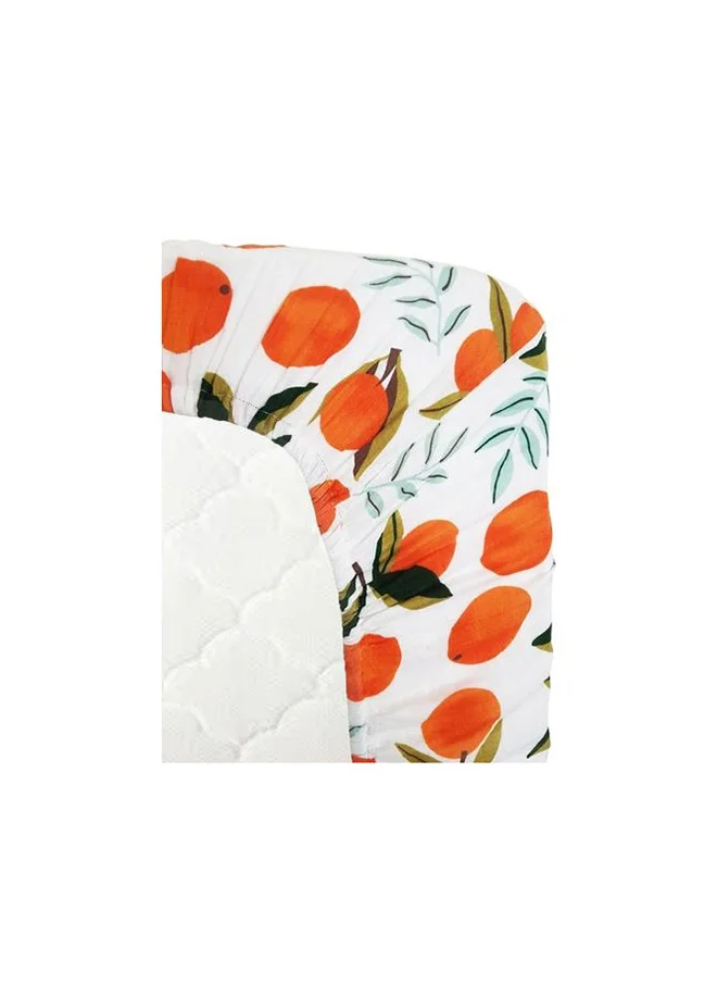 أنفي بيبي Organic Bamboo Muslin Fitted Sheet - Orange Fields