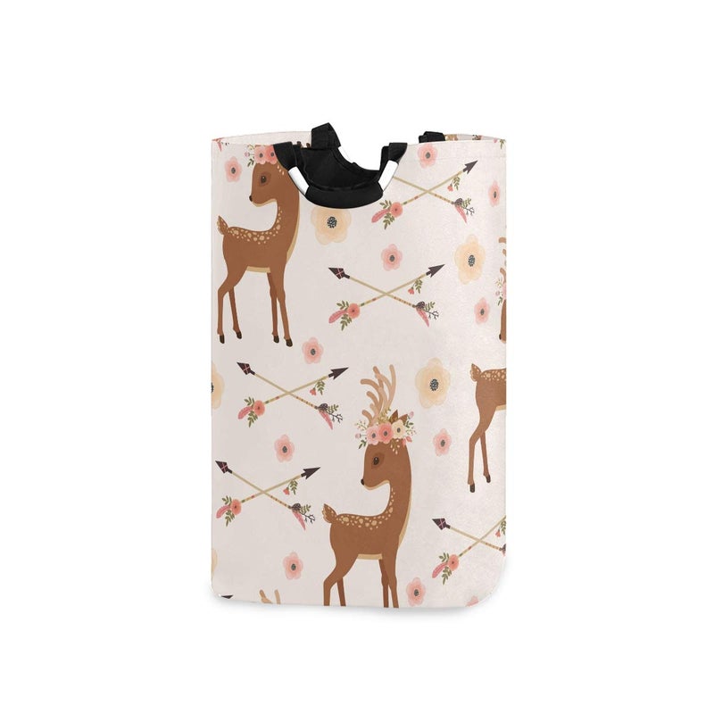 senya Deer with Flower Arrows Large Storage Basket Collapsible Organizer Bin Laundry Hamper for Nursery Clothes Toys - Image 1