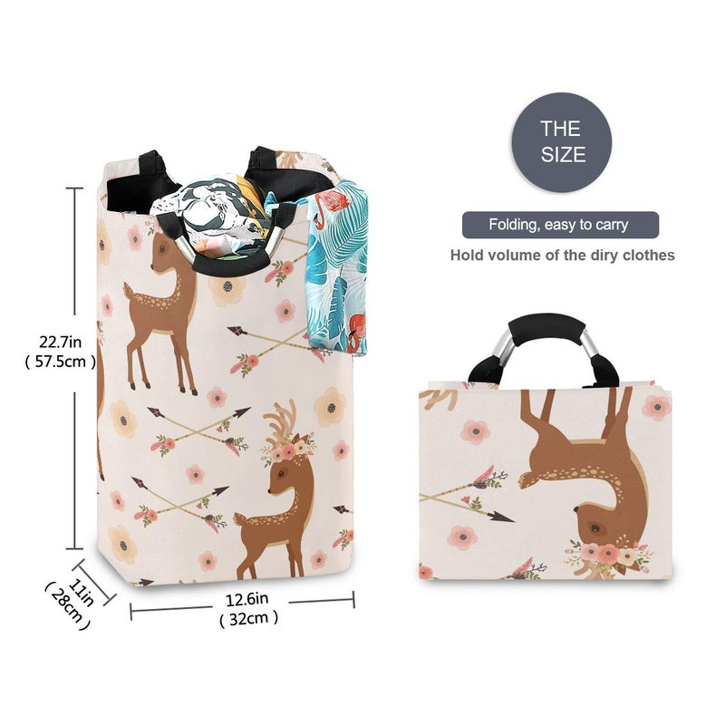 senya Deer with Flower Arrows Large Storage Basket Collapsible Organizer Bin Laundry Hamper for Nursery Clothes Toys - Image 3