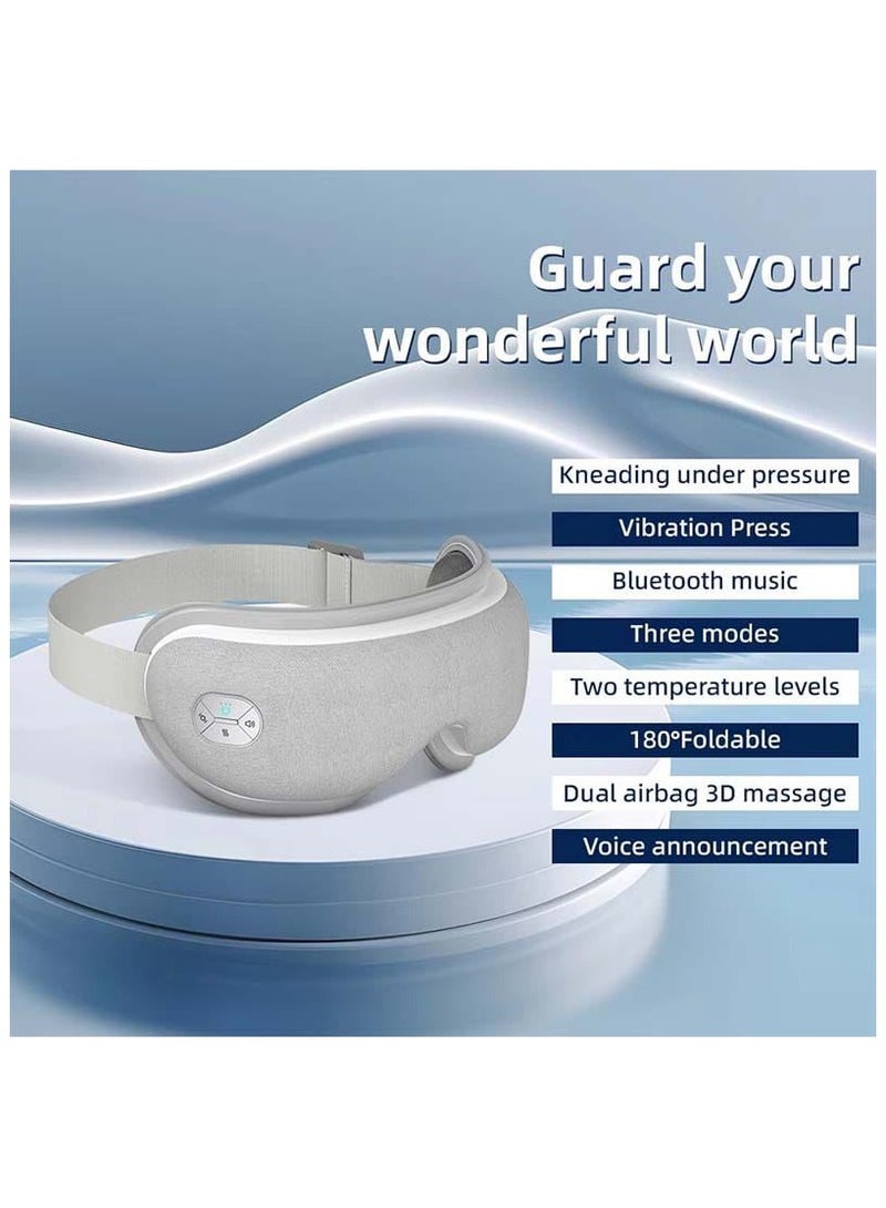 BlueFire Heated Eye Massager with Compression & Vibration, 180° Foldable Wireless Eye Massager with Built-in Music & Heating Pads, PU Leather Pad, Rechargeable Eye Massager for Relaxation, Eye Fatigue Relief, Stress, Migraines, and Sleep Improvement - Image 4