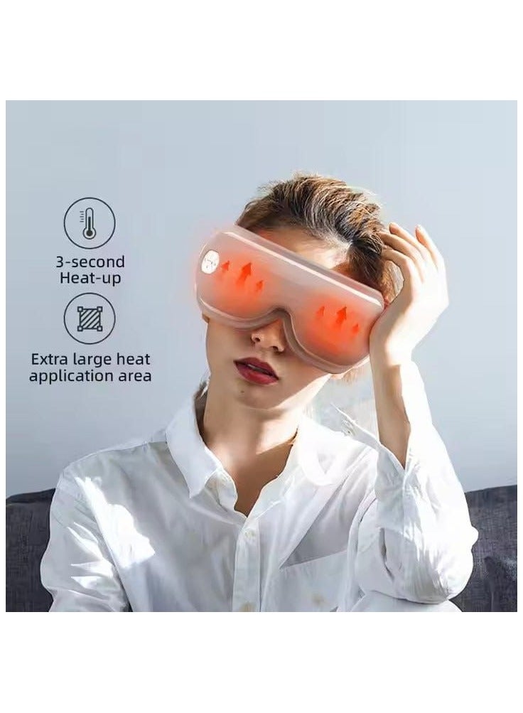 BlueFire Heated Eye Massager with Compression & Vibration, 180° Foldable Wireless Eye Massager with Built-in Music & Heating Pads, PU Leather Pad, Rechargeable Eye Massager for Relaxation, Eye Fatigue Relief, Stress, Migraines, and Sleep Improvement - Image 3