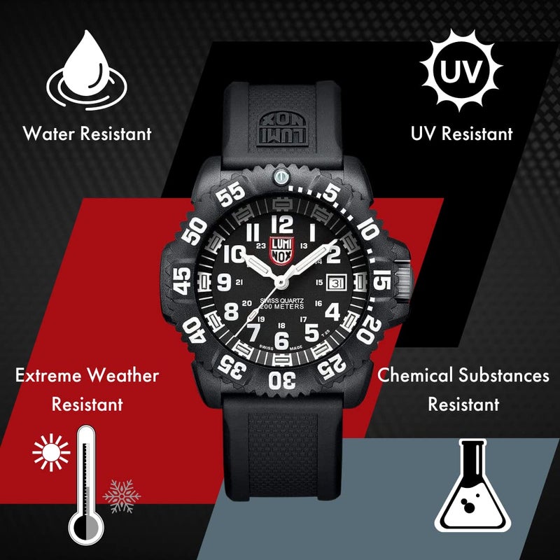 Luminox - Genuine Watch Band - Strap Replacement 19mm, 20mm, 22mm, 23mm, 24mm - Men's Watch Bands Watches - Watch Bands for Men in Rubber, Nylon and Canvas - Several Variants and Colors, black/silver, - Image 3