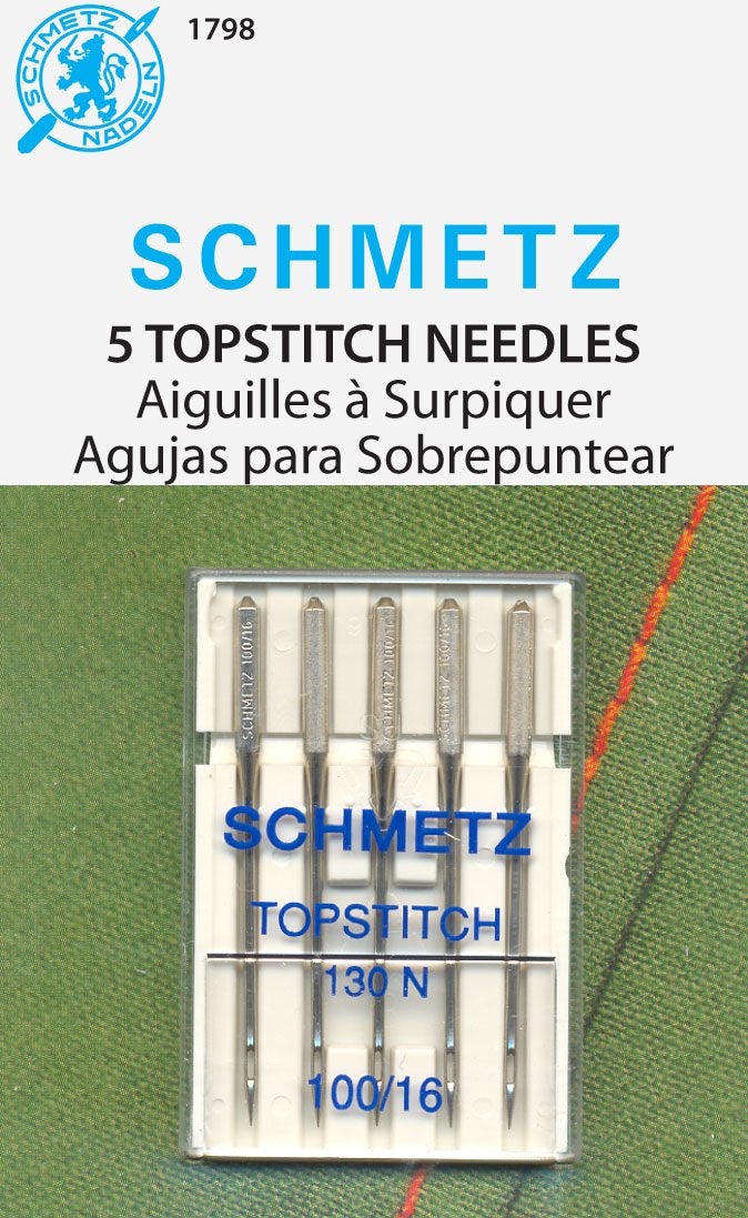 SCHMETZ Topstitch Sewing Machine Needles - Quilting & Topstitching Supplies, Size 100/16, 5-Needle Cards, Pack of 1 - Image 1