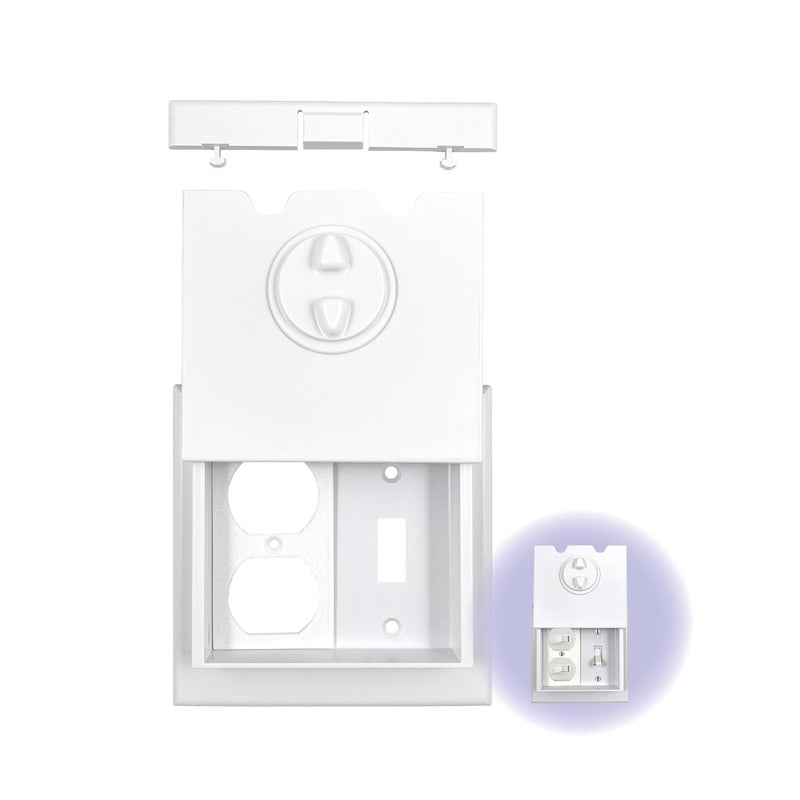 DHT Ventures Store HomeStar Safety Light Switch Guard | Left Duplex Style | Child Proof Light Switch Plate | Tamper-Proof Switch Protection | Switch Lock Cover - Image 1