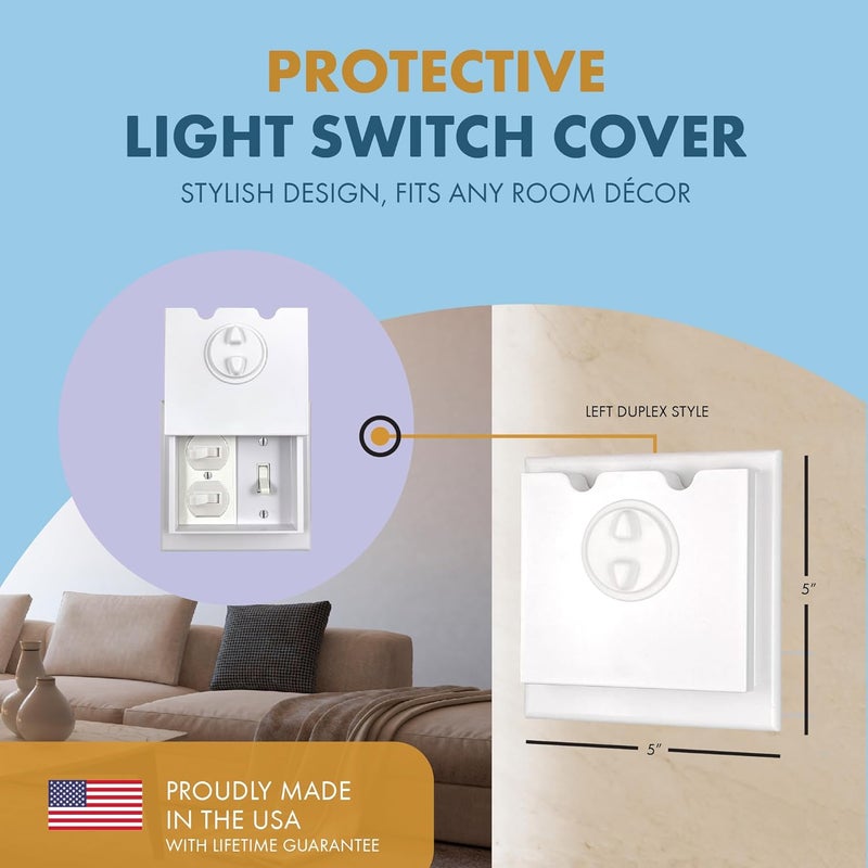 DHT Ventures Store HomeStar Safety Light Switch Guard | Left Duplex Style | Child Proof Light Switch Plate | Tamper-Proof Switch Protection | Switch Lock Cover - Image 2