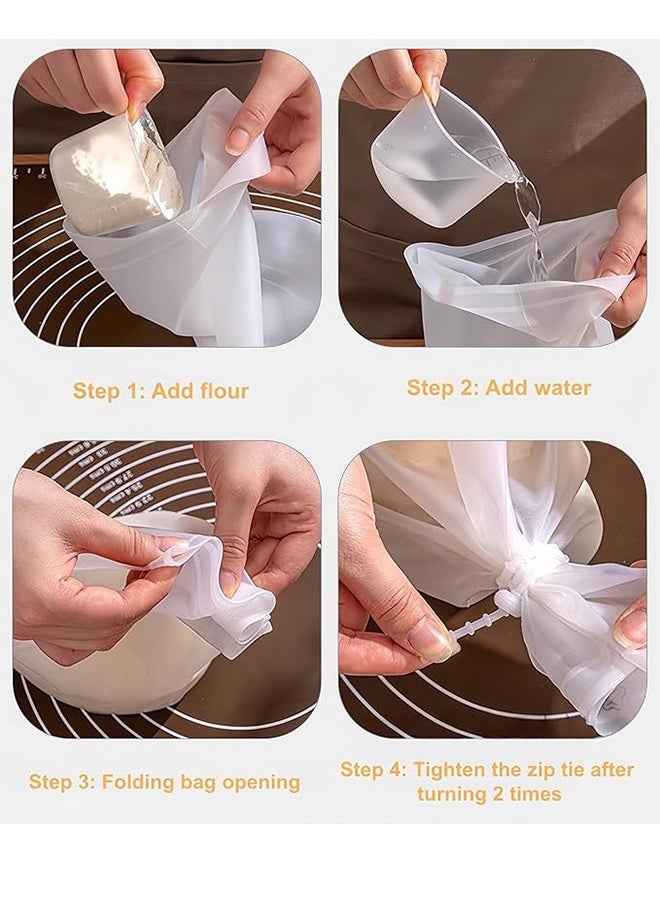 KANGLI 2 Pcs Silicone Dough Kneading Bag,  Large Flour Mixing Bag , Reusable Non-Stick Kneading Bag for Bread Pastry Pizza, Multifunctional Dough Bag for Restaurant Kitchen and Home Baking, 10×14 inch， 8×12inch - Image 4