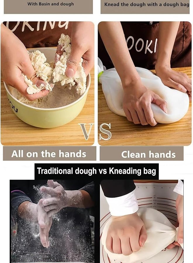 KANGLI 2 Pcs Silicone Dough Kneading Bag,  Large Flour Mixing Bag , Reusable Non-Stick Kneading Bag for Bread Pastry Pizza, Multifunctional Dough Bag for Restaurant Kitchen and Home Baking, 10×14 inch， 8×12inch - Image 5