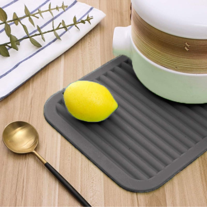 LogHog Large Silicone Trivet Mats 2 Pack Heat Resistant Pot Holder 9x12 NonSlip Flexible Durable Pot Coaster for Kitchen Table Dining Table Hot Pans Microwave Wavy Gray - Image 4