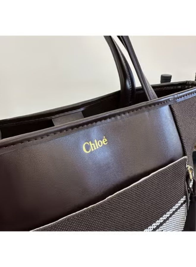 Chloe Canvas - Leather Tote：Logo Stripes, Timeless Warmth  41cm*25cm*15cm - Image 3