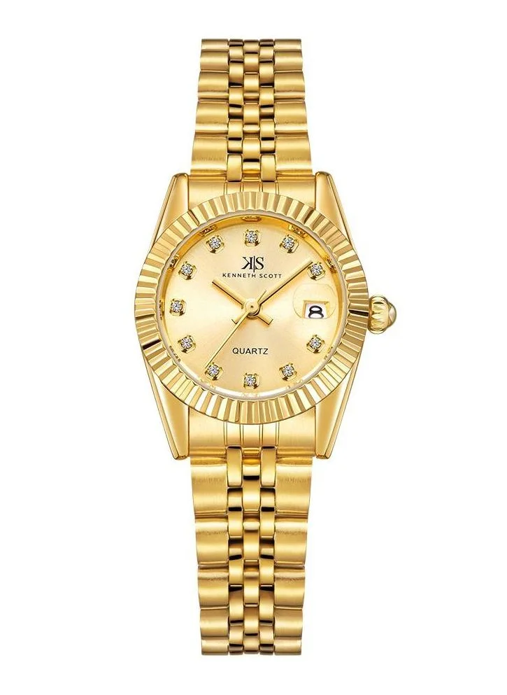 كينيث سكوت Kenneth Scott K22536-GBGC Women's Analog Display Watch & Stainless Steel Strap Gold