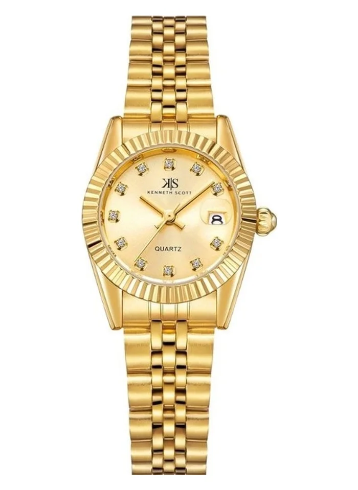 كينيث سكوت Kenneth Scott K22536-GBGC Women's Analog Display Watch & Stainless Steel Strap Gold