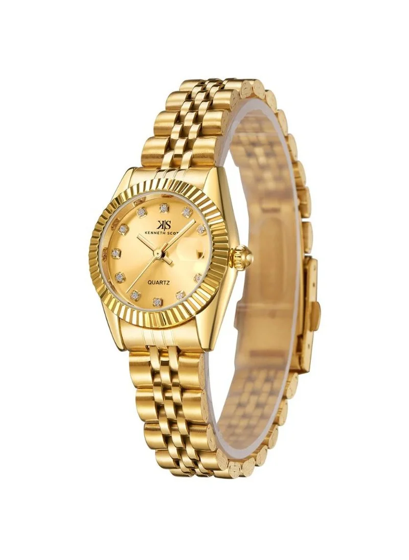 كينيث سكوت Kenneth Scott K22536-GBGC Women's Analog Display Watch & Stainless Steel Strap Gold