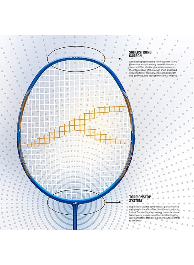 ATOMIC-X 35 SPD Carbon Fibre Strung Badminton Racket with Full Racket Cover | For Intermediate Players | 80grams | Maximum String Tension - 35lbs