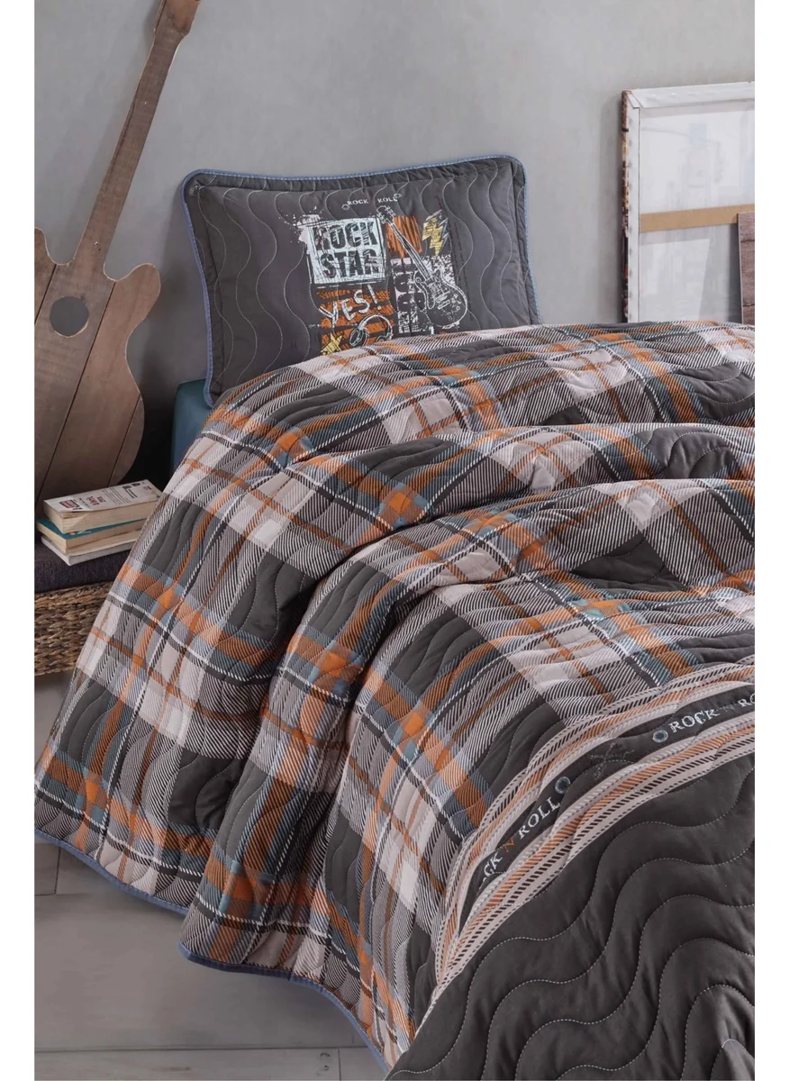 كلاسي Ranforce Cotton Single Bedspread Set Rock In Roll V1 Gray