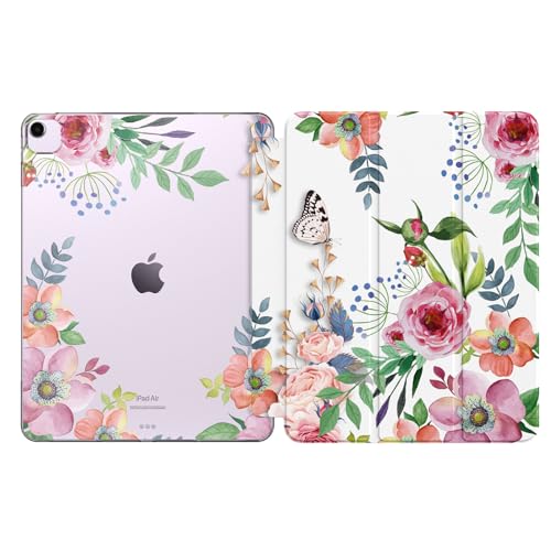 MoKo for iPad Air 13 inch Case M3 2025/M2 2024, iPad Air 13 inch Case with Soft Translucent Frosted TPU Back Shell, Slim Smart Folio Protective Cover, Auto Wake/Sleep,Support Touch ID,Fragrant Flowers - Image 1