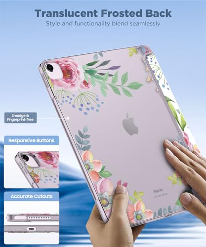 MoKo for iPad Air 13 inch Case M3 2025/M2 2024, iPad Air 13 inch Case with Soft Translucent Frosted TPU Back Shell, Slim Smart Folio Protective Cover, Auto Wake/Sleep,Support Touch ID,Fragrant Flowers - Image 4