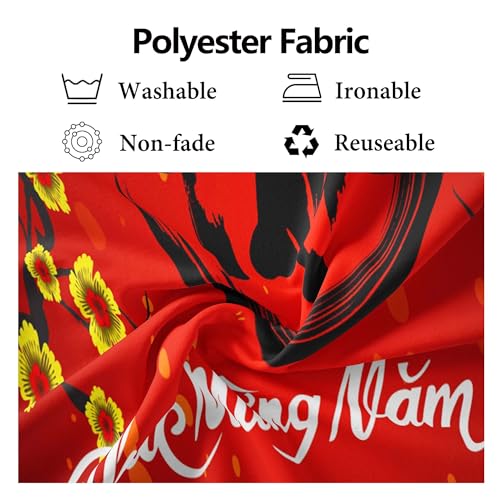 CORFOTO 7x5ft Fabric Vietnamese New Year Backdrop Happy Vietnamese New Year Backdrop Cherry Blossoms Red Lunar New Year Background Asian Festival Photo Booth Props - Image 5