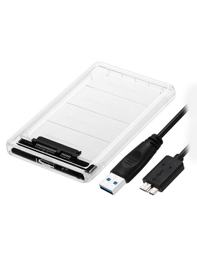 USB 3.0 Micro To SATA External Hard Drive Enclosure Box Clear - Image 1