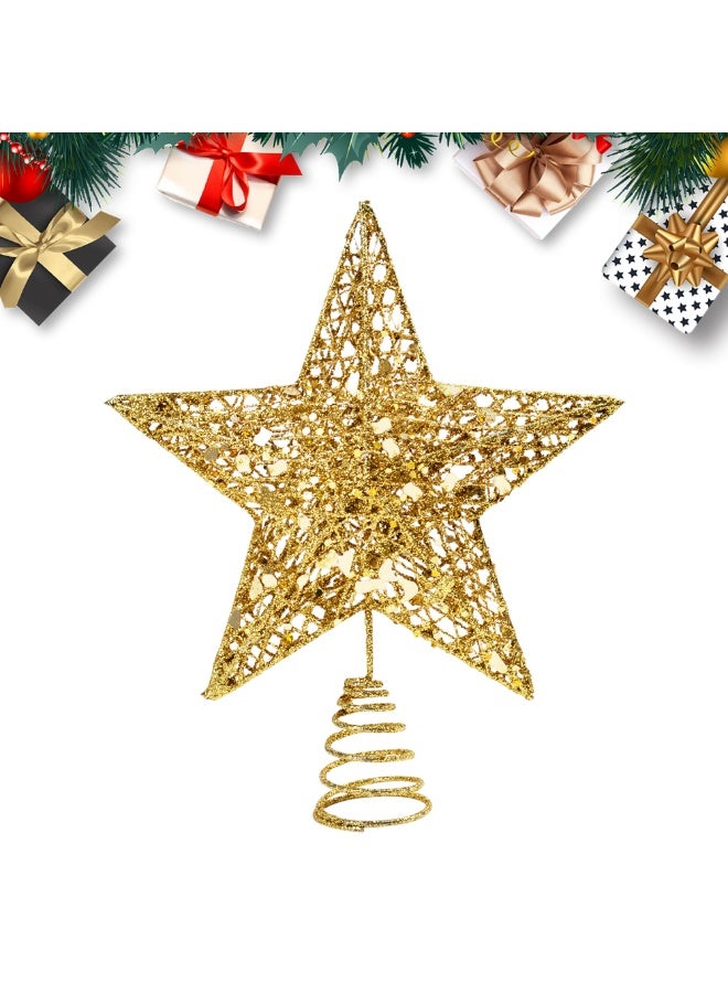 تشيلور غطاء نجمة شجرة عيد الميلاد، زينة لامعة لشجرة عيد الميلاد، زينة حفلات على شكل نجمة، عرض 15 سم/6 بوصات، ارتفاع 20 سم/8 بوصات. - Image 1