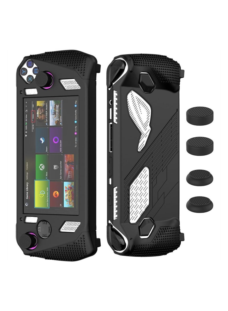 SYOSI for Rog Ally Stand Protective Case, Azonee Silicone Accessories Protector, Full Protection Kickstand, Anti-Scratch Drop-Proof Non-Slip Full Protective Rog Ally Case with 2 Pair Thumb Grips, Black - Image 1