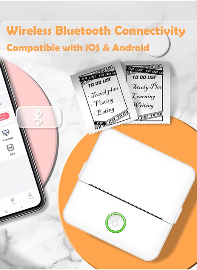 Generic Photo Printer Thermal Portable Mini Printer, Inkless Sticker Maker, Pocket Bluetooth Thermal Printer with One Roll of Printing Paper, Compatible with Android and iOS for Photo Labels Diary Notes Memo  - Image 1