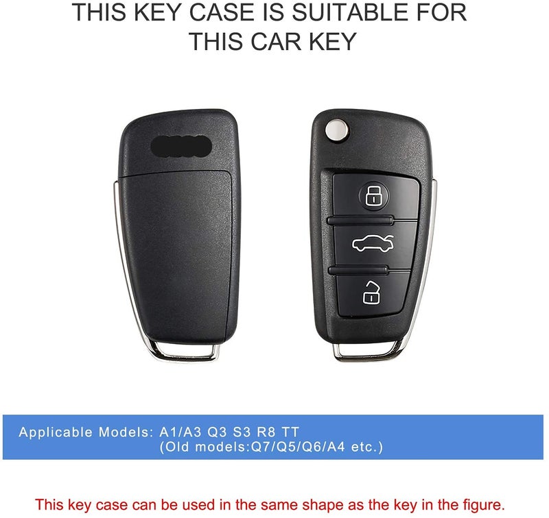 JVCV® Premium Soft TPU Leather Pattern Key Cover Compatible with Audi A1 A3 A6 Q2 Q3 Q7 TT TTS R8 S3 S6 RS3 Folding Key (Silver) - Image 2