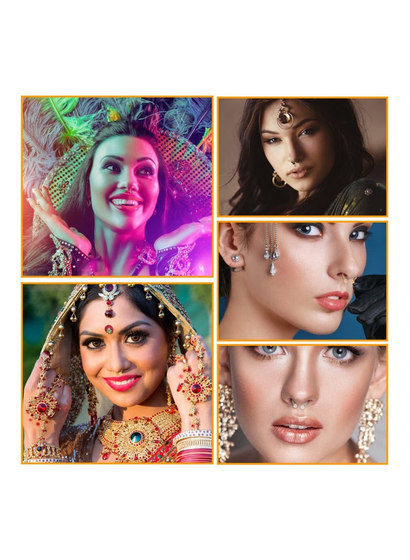 Captaintech Magnetic Septum Nose Ring, Horseshoe Fake Nose Septum Rings Non-Pierced Clip On Nose Hoop Rings Stainless Steel Faux Reusable Nose Ring Hoop for Women Men, 5Pcs - Image 3