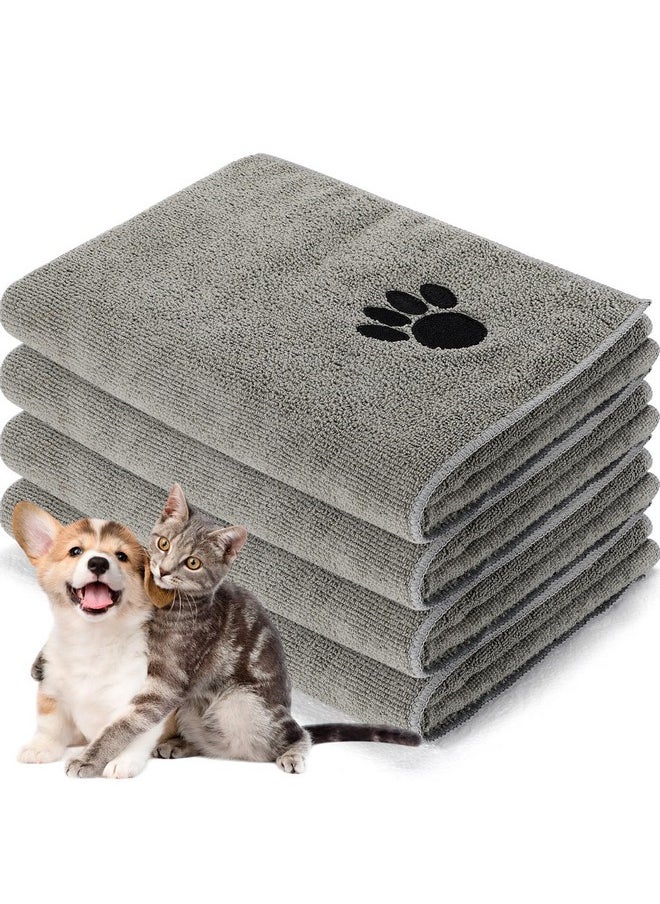 Chumia - 4 Pack Dog Towels For Drying Pet Grooming Towel Absorbent Dogs Soft Microfiber Dog Drying Towel Quick Drying Large Medium Small Puppy Bath Towel For Dogs, Cats Pets(16 X 31 Inch,Gray) - Image 1