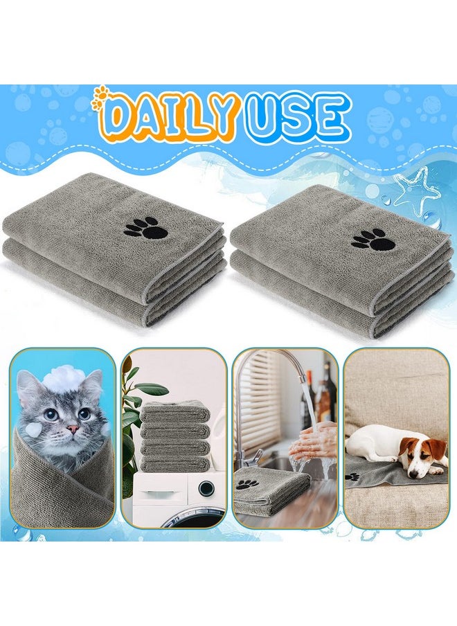Chumia - 4 Pack Dog Towels For Drying Pet Grooming Towel Absorbent Dogs Soft Microfiber Dog Drying Towel Quick Drying Large Medium Small Puppy Bath Towel For Dogs, Cats Pets(16 X 31 Inch,Gray) - Image 1