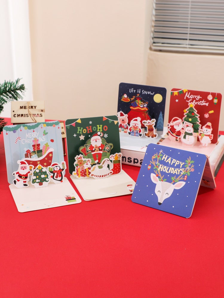 New 3D Christmas Greeting Card Gift Box Mini Creative Cartoon Children'S Thank You Blessing Small Card - Image 3